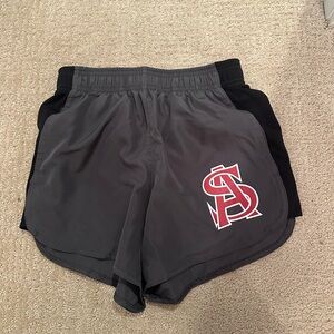 Archbishop Spalding Gray and Black Women's Athletic Shorts